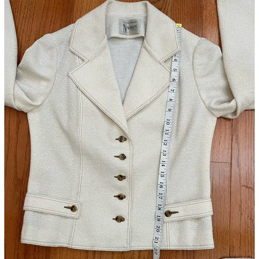Vintage Custom Tailored By Nardis Of Dallas Blazer Jacket Cream Vintage - Picture 8 of 9